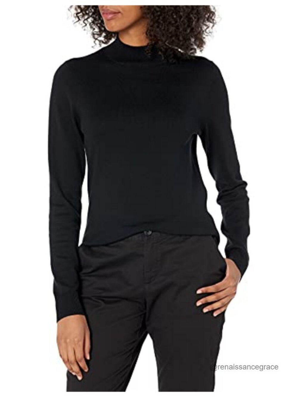 Lightweight Mock Neck Pullover Sweater Women's Regular Fit